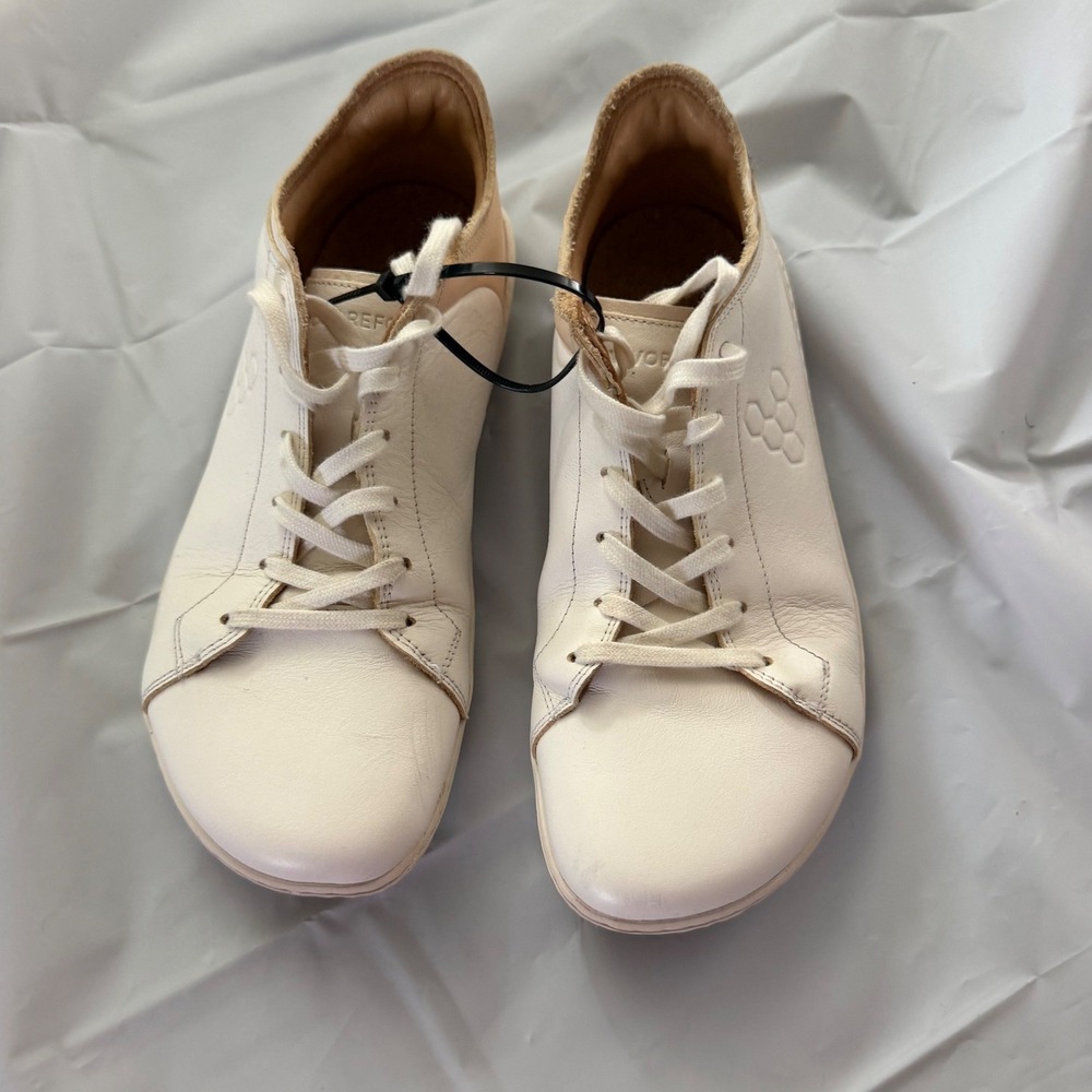 Vivobarefoot Womens Primus Lux Leather Barefoot Sneakers 39 White Tan Minimalist - Picture 3 of 8